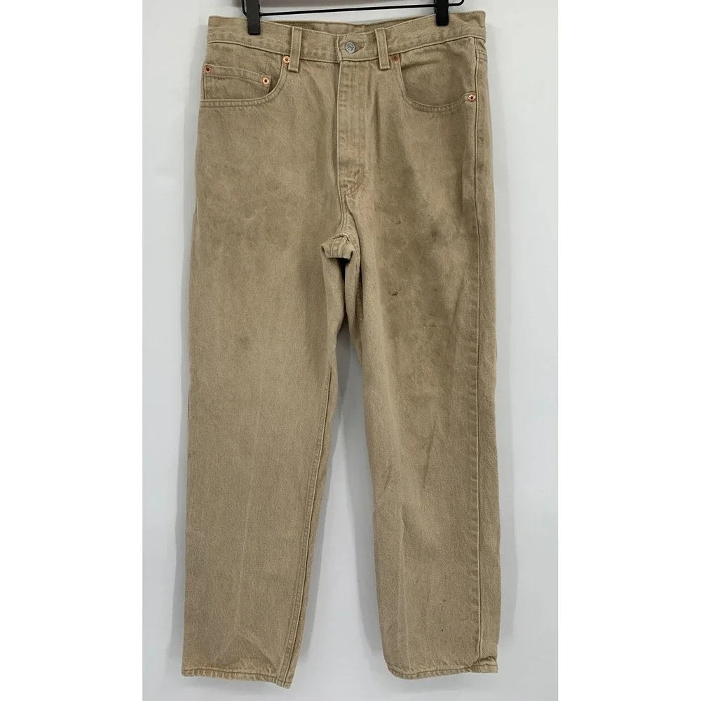 Vintage Levi 550 Jeans Mens 32x30 Beige Relaxed Made USA Distressed (Tag 33x30)